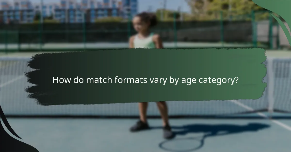 How do match formats vary by age category?