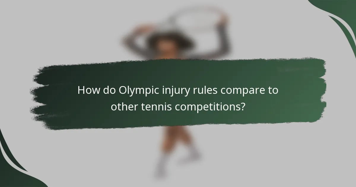 How do Olympic injury rules compare to other tennis competitions?