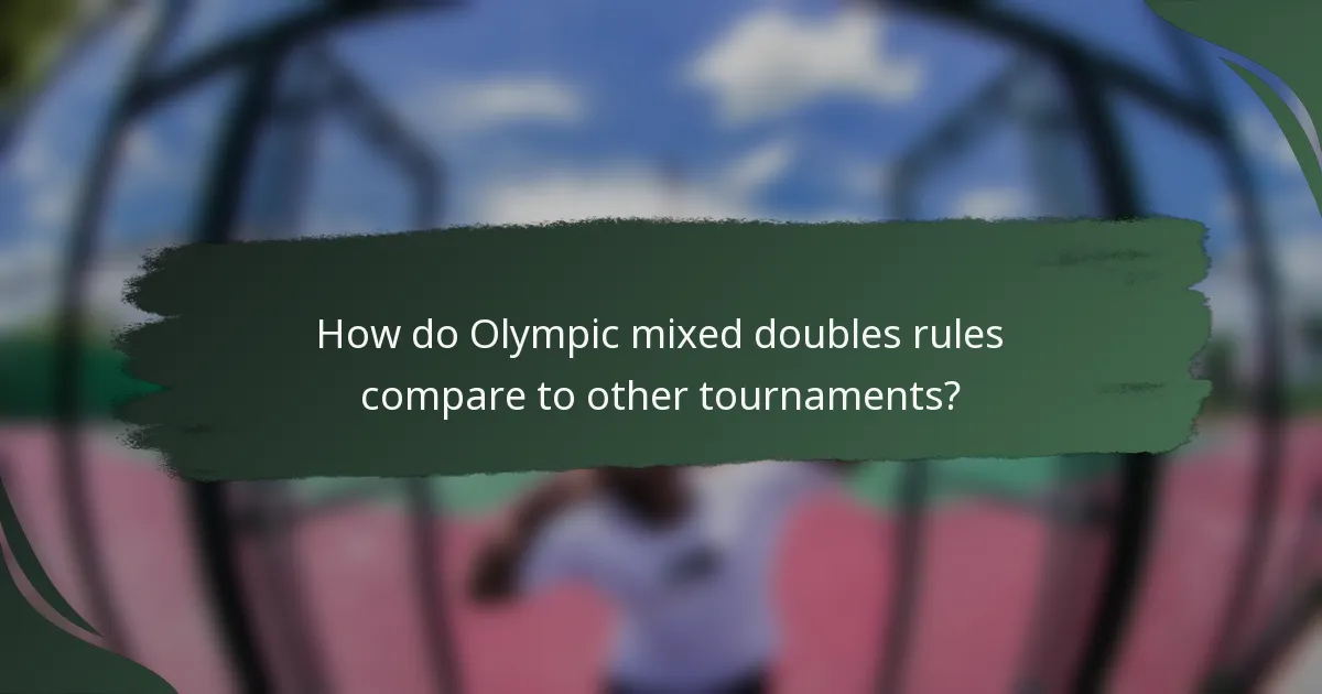 How do Olympic mixed doubles rules compare to other tournaments?