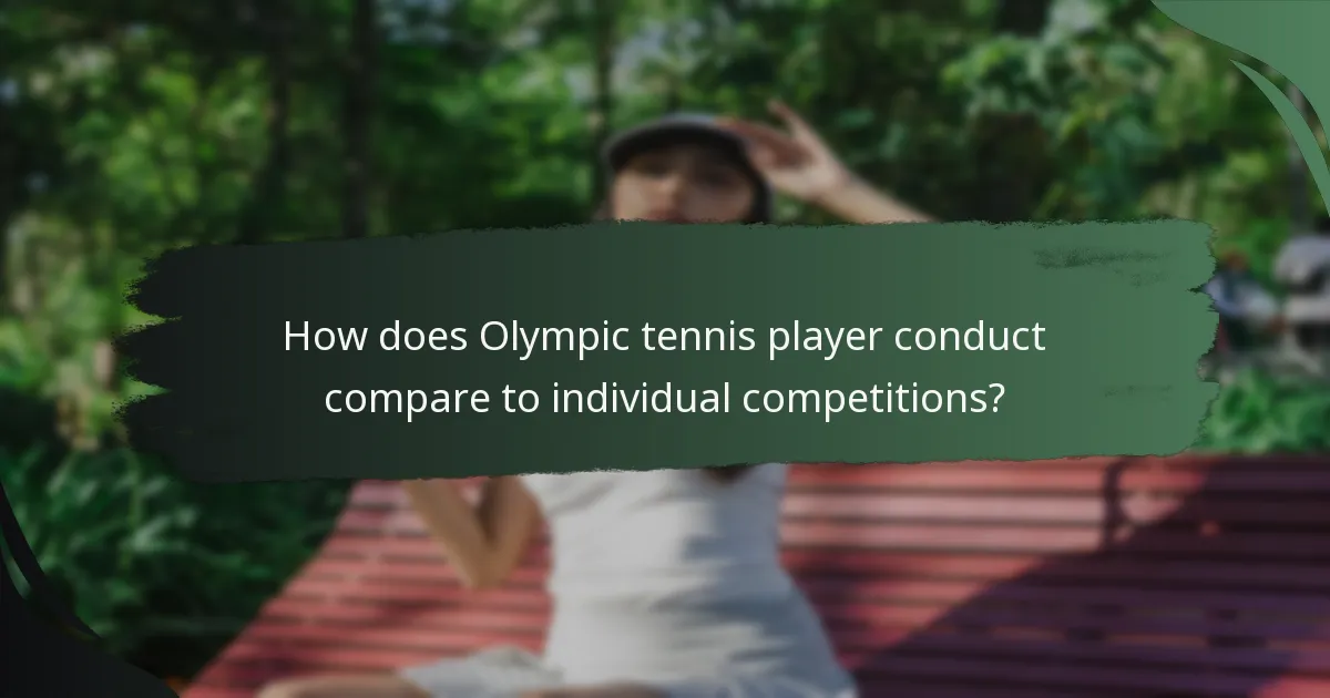 How does Olympic tennis player conduct compare to individual competitions?