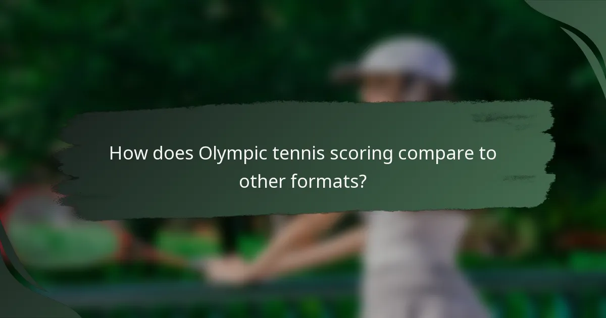 How does Olympic tennis scoring compare to other formats?