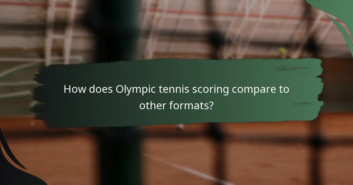 How does Olympic tennis scoring compare to other formats?