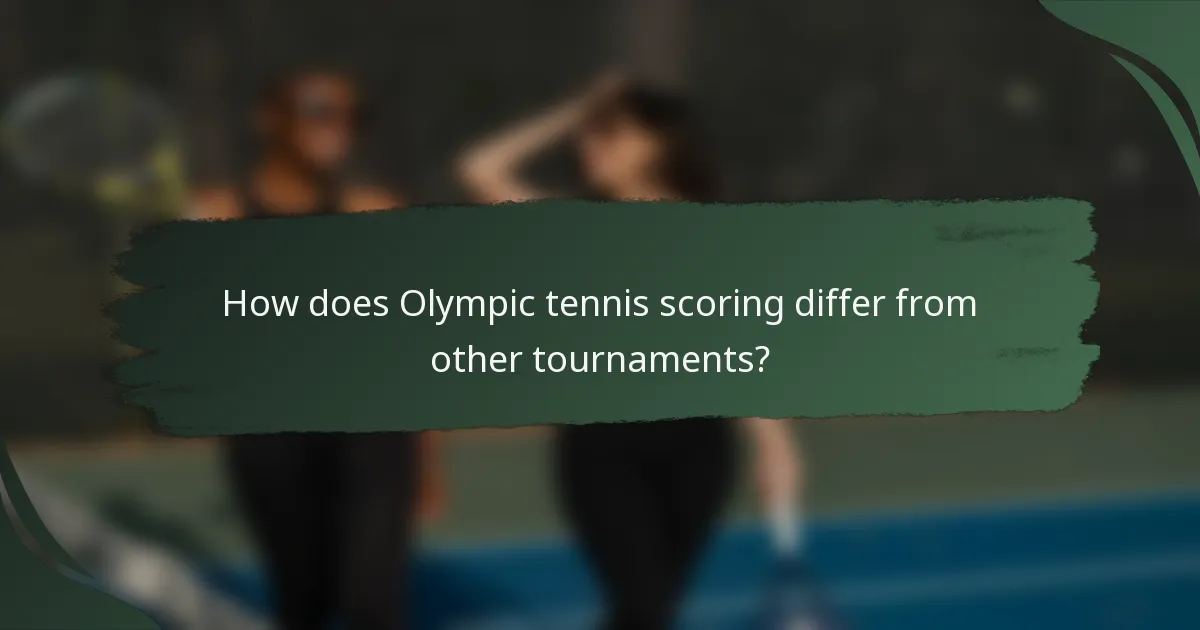 How does Olympic tennis scoring differ from other tournaments?