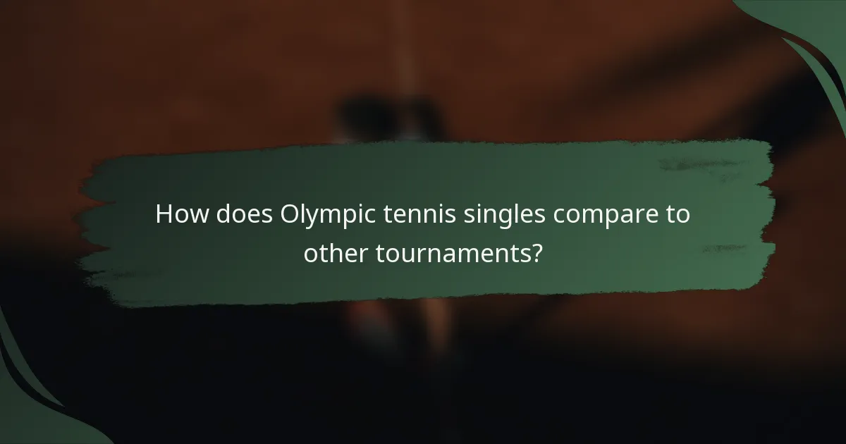 How does Olympic tennis singles compare to other tournaments?