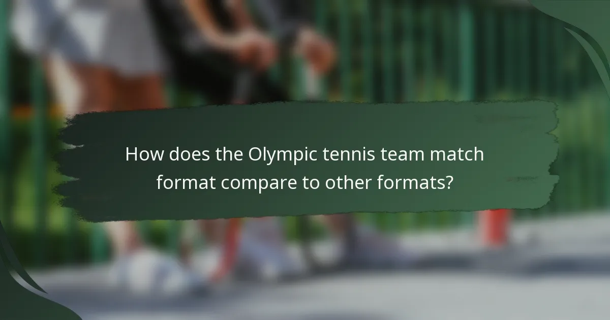 How does the Olympic tennis team match format compare to other formats?