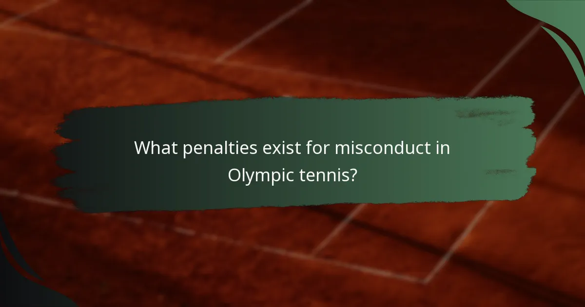 What penalties exist for misconduct in Olympic tennis?