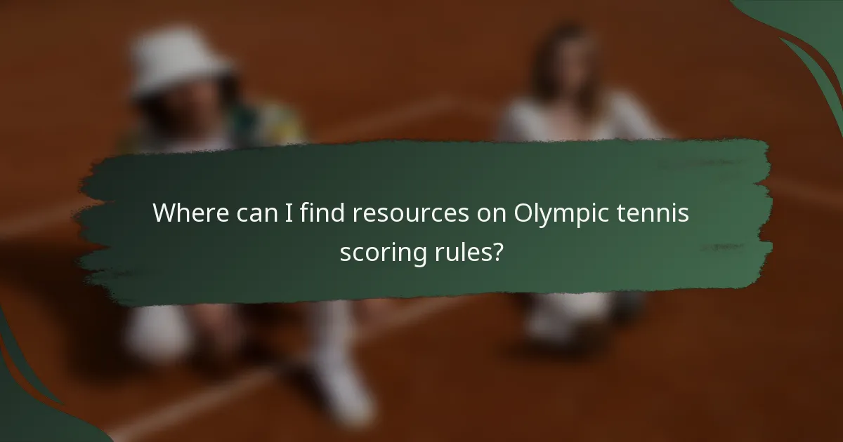 Where can I find resources on Olympic tennis scoring rules?