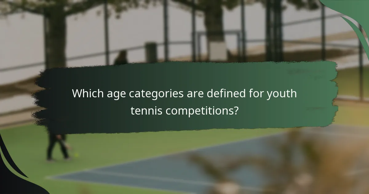 Which age categories are defined for youth tennis competitions?